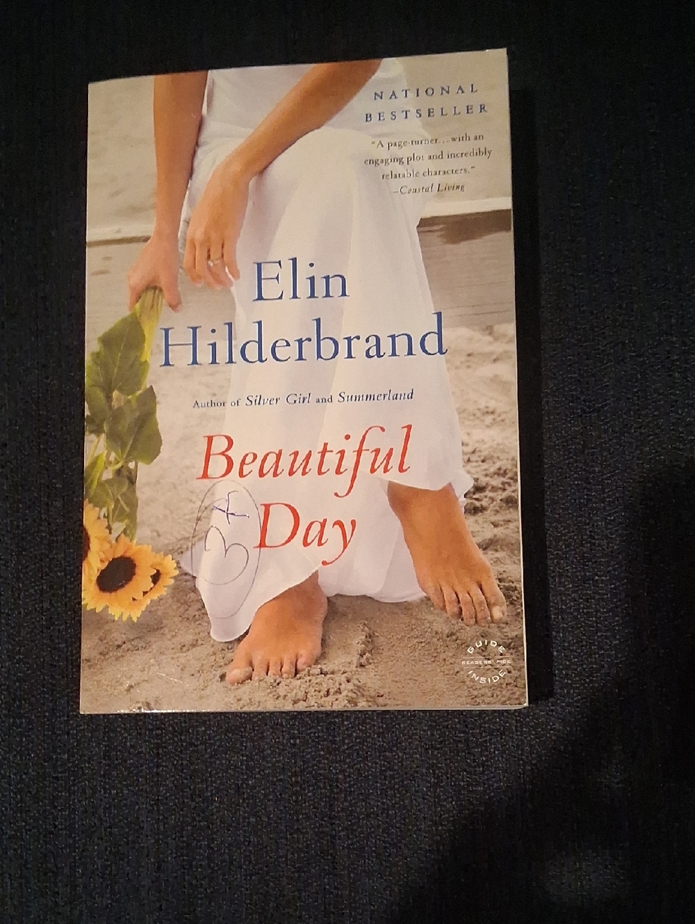 Elin Hilderbrand "Beautiful Day" Paperback - White Cover with Sunflower
